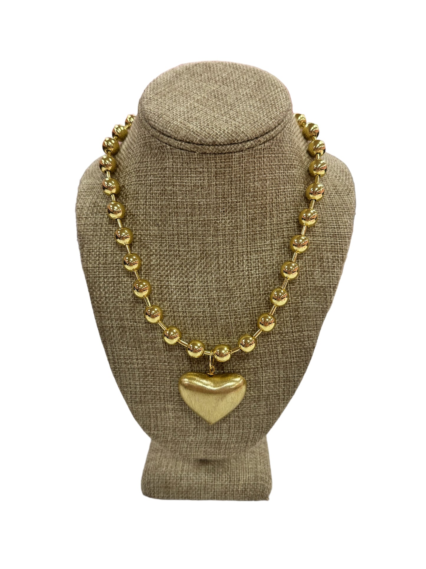 GOLD HEART BEADED NECKLACE