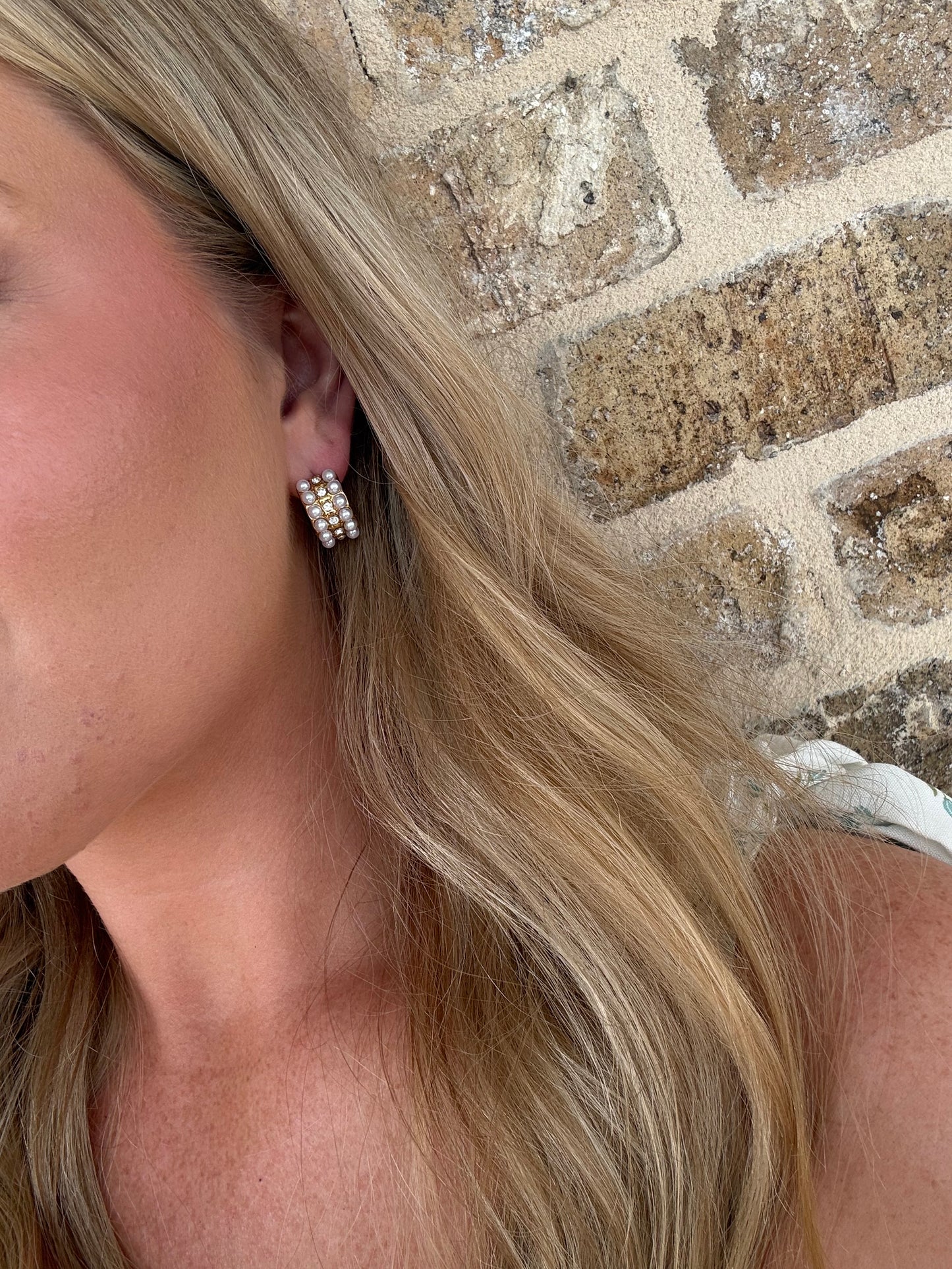 TWO ROW PEARL EARRING