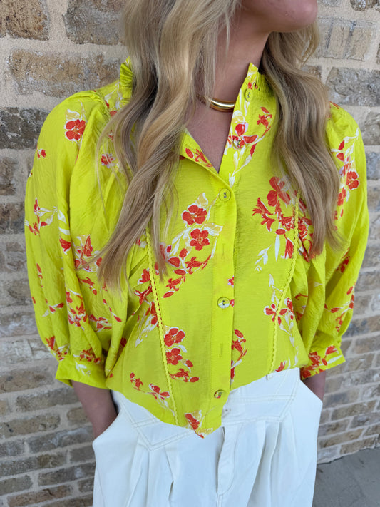 FLORAL DOLMAN SLEEVE TOP