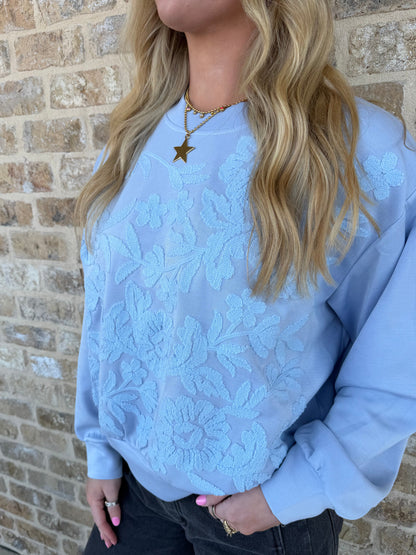 FLORAL FRONT EMBROIDERY SWEATSHIRT