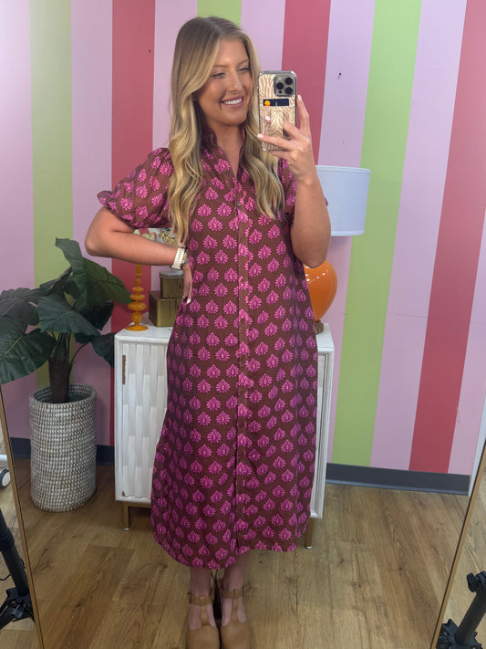 PRINTED MIDI DRESS