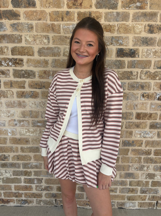 STRIPED BUBBLE MINI SKIRT