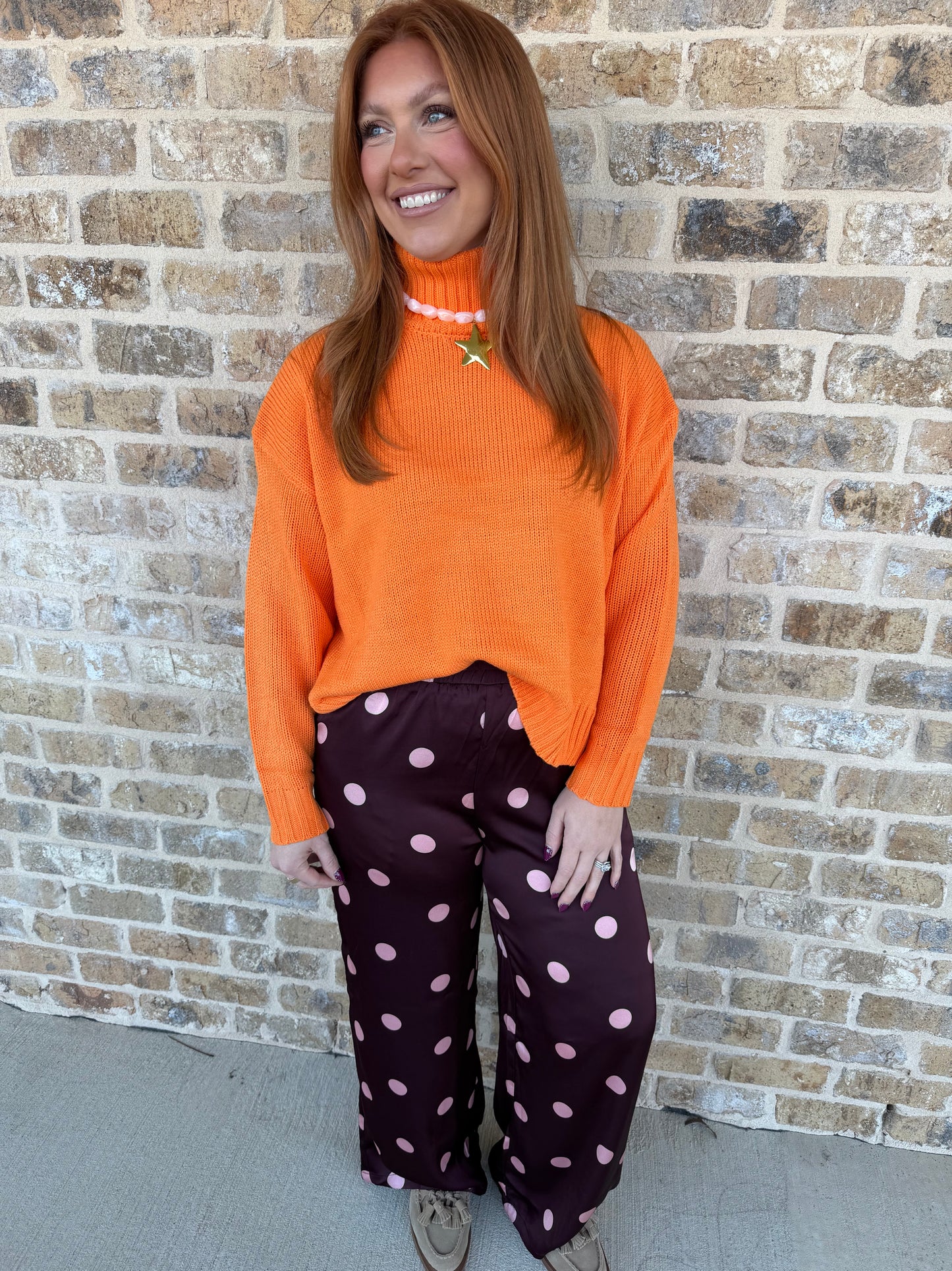 BURGUNDY WITH PINK DOT PANTS
