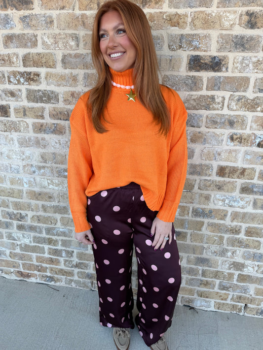 BURGUNDY WITH PINK DOT PANTS