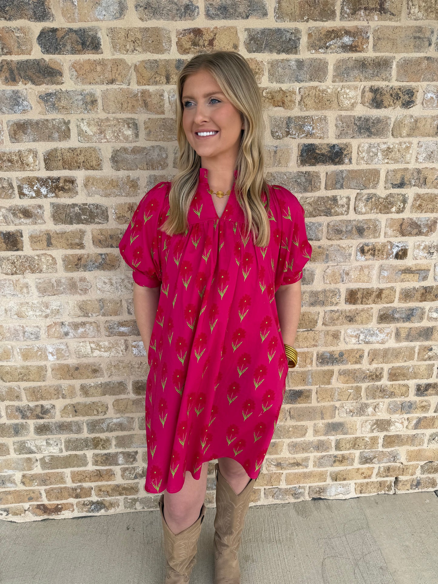 FLORAL PRINT SHORT SLEEVE DRESS