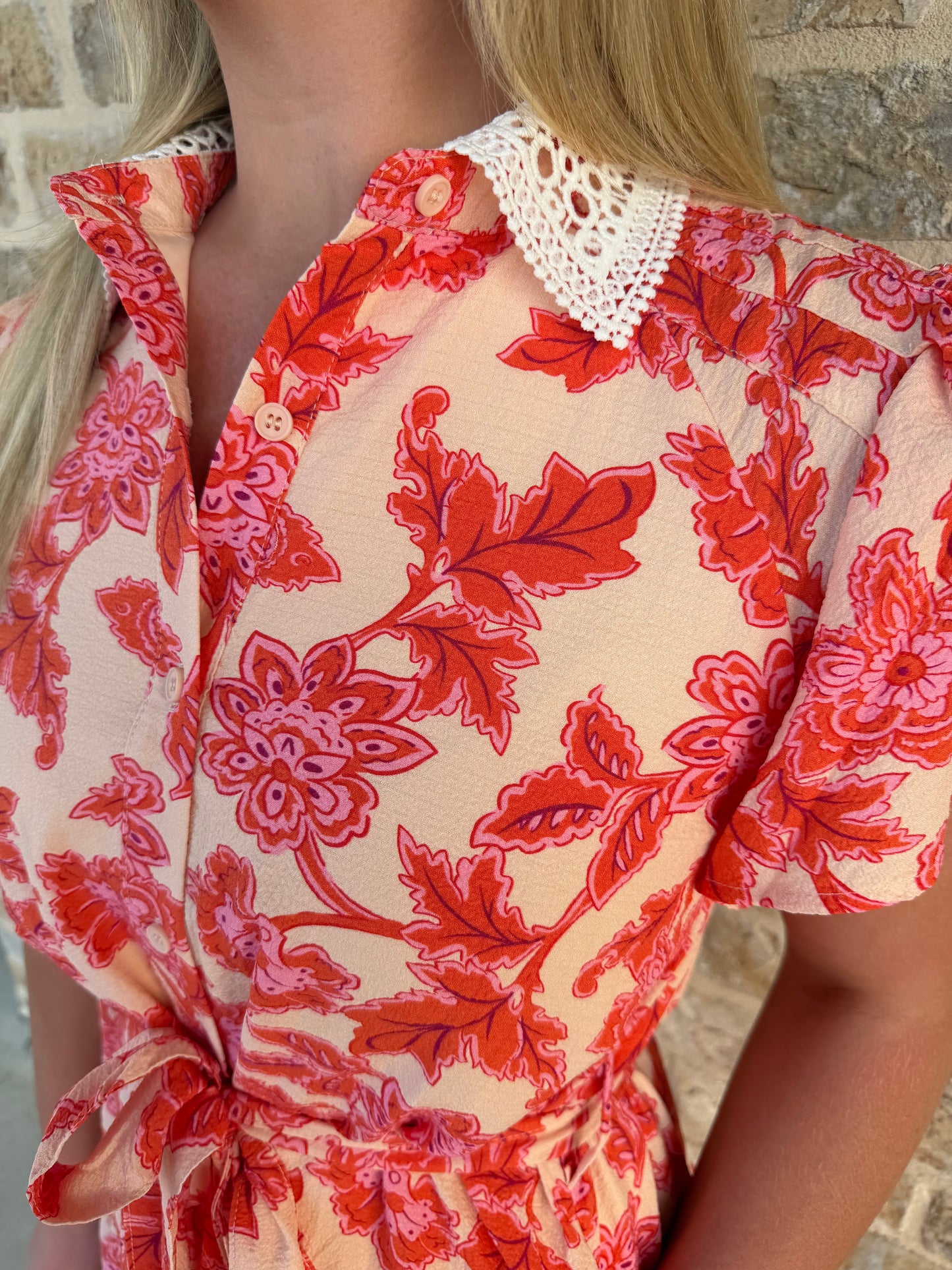FLORAL PRINT LACE COLLAR DRESS