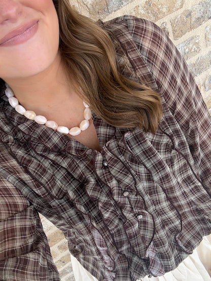 RUFFLE PLAID TOP