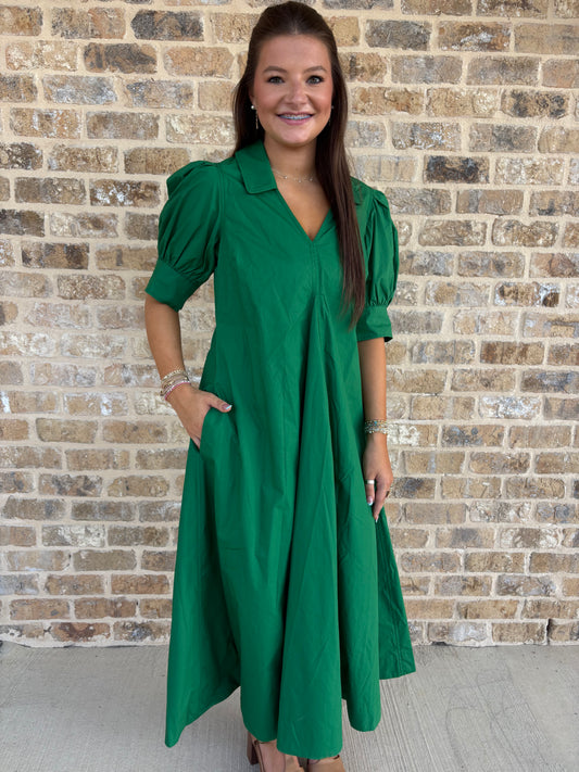 GREEN MIDI DRESS