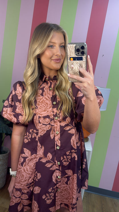 IAN FLORAL PUFF SLEEVE MINI DRESS
