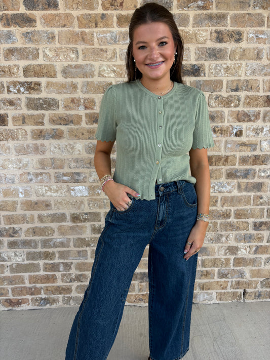 WIDE LEG DARK WASH JEANS