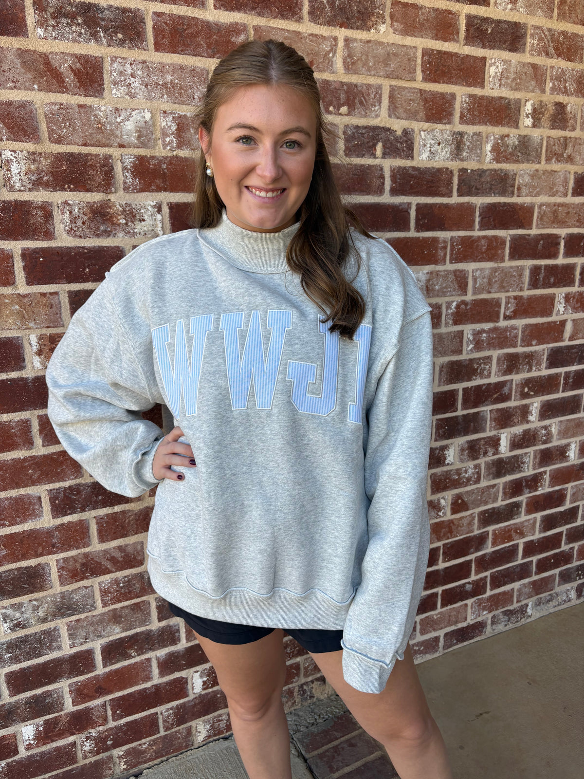 WWJD EMBROIDERED MOCKNECK
