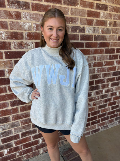 WWJD EMBROIDERED MOCKNECK