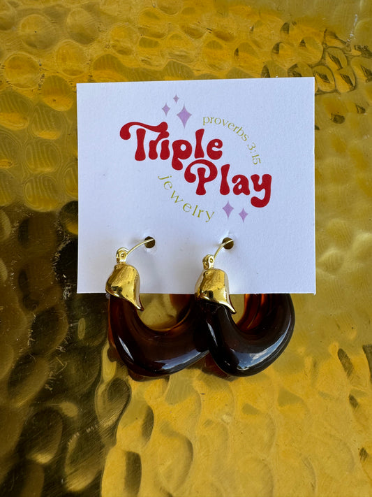 BROWN AND GOLD EARRINGS