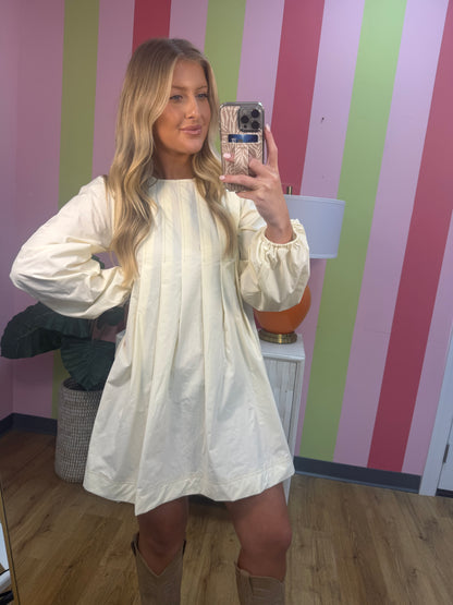 PINTUCK LONG SLEEVE DRESS