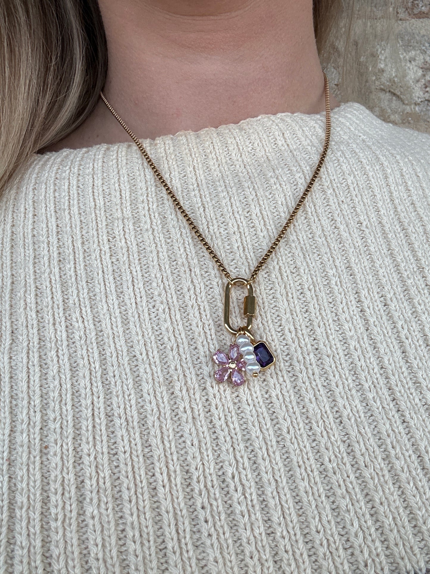 STACKED CHARMED NECKLACE