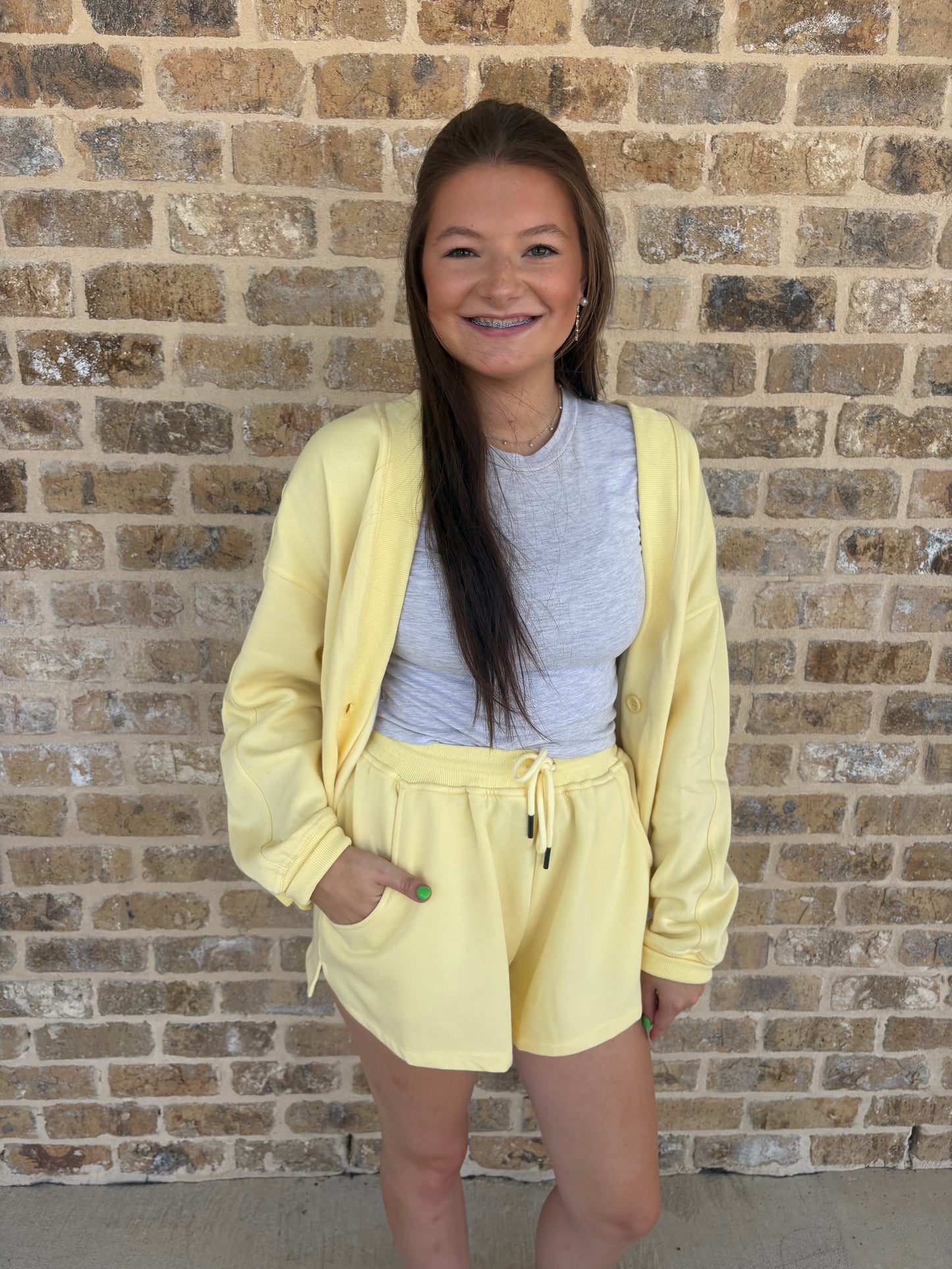 SIDE SLIT SHORTS CARDIGAN SET