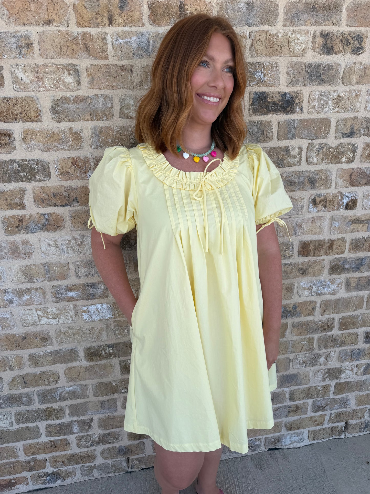 COTTON PINTUCK MINI DRESS
