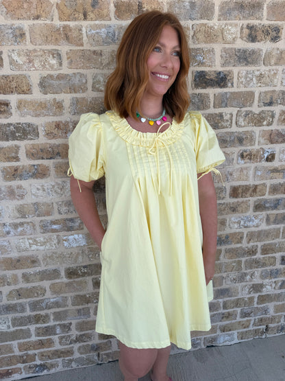 COTTON PINTUCK MINI DRESS