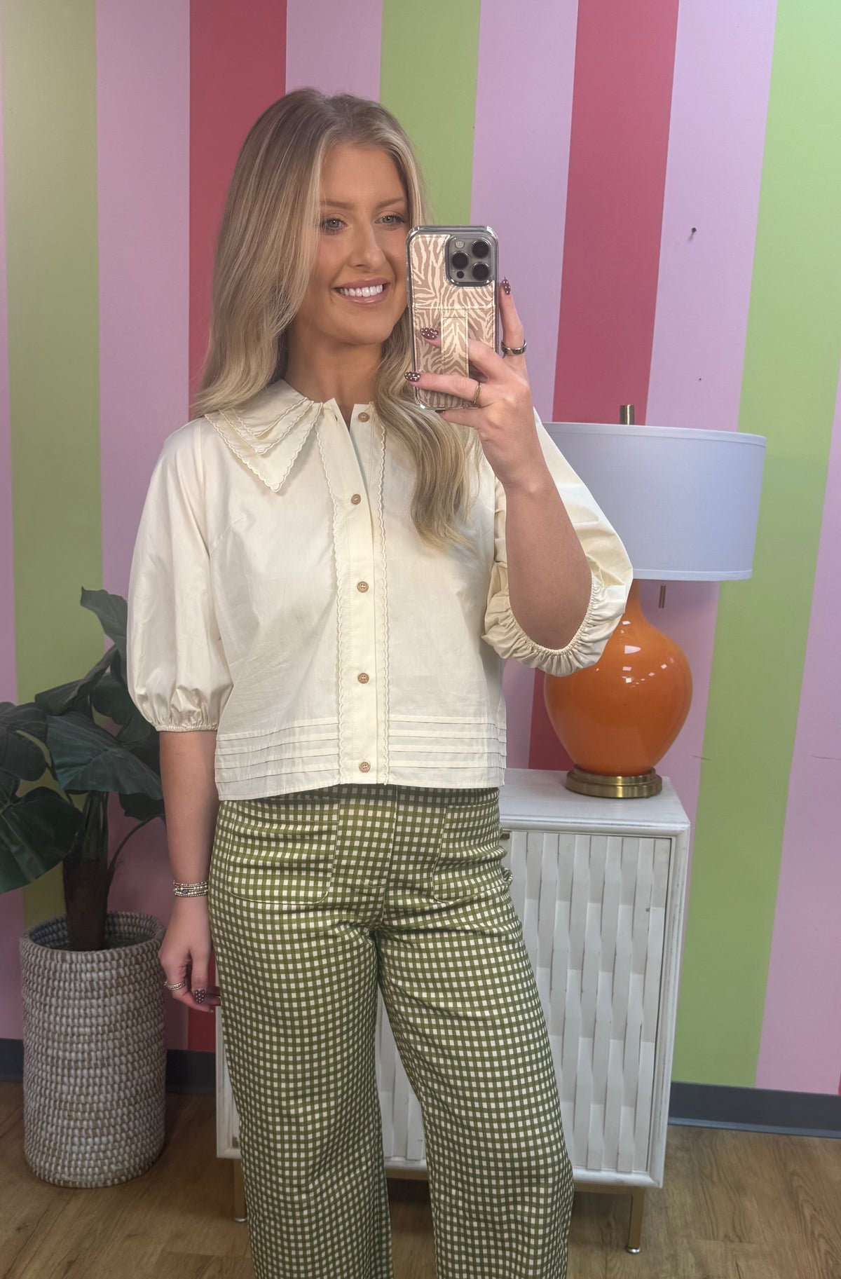 TRIPLE LAYER COLLAR PUFF SLEEVE TOP