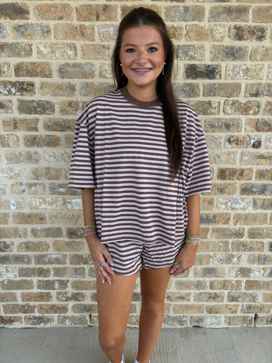 PINK AND BROWN STRIPE SET