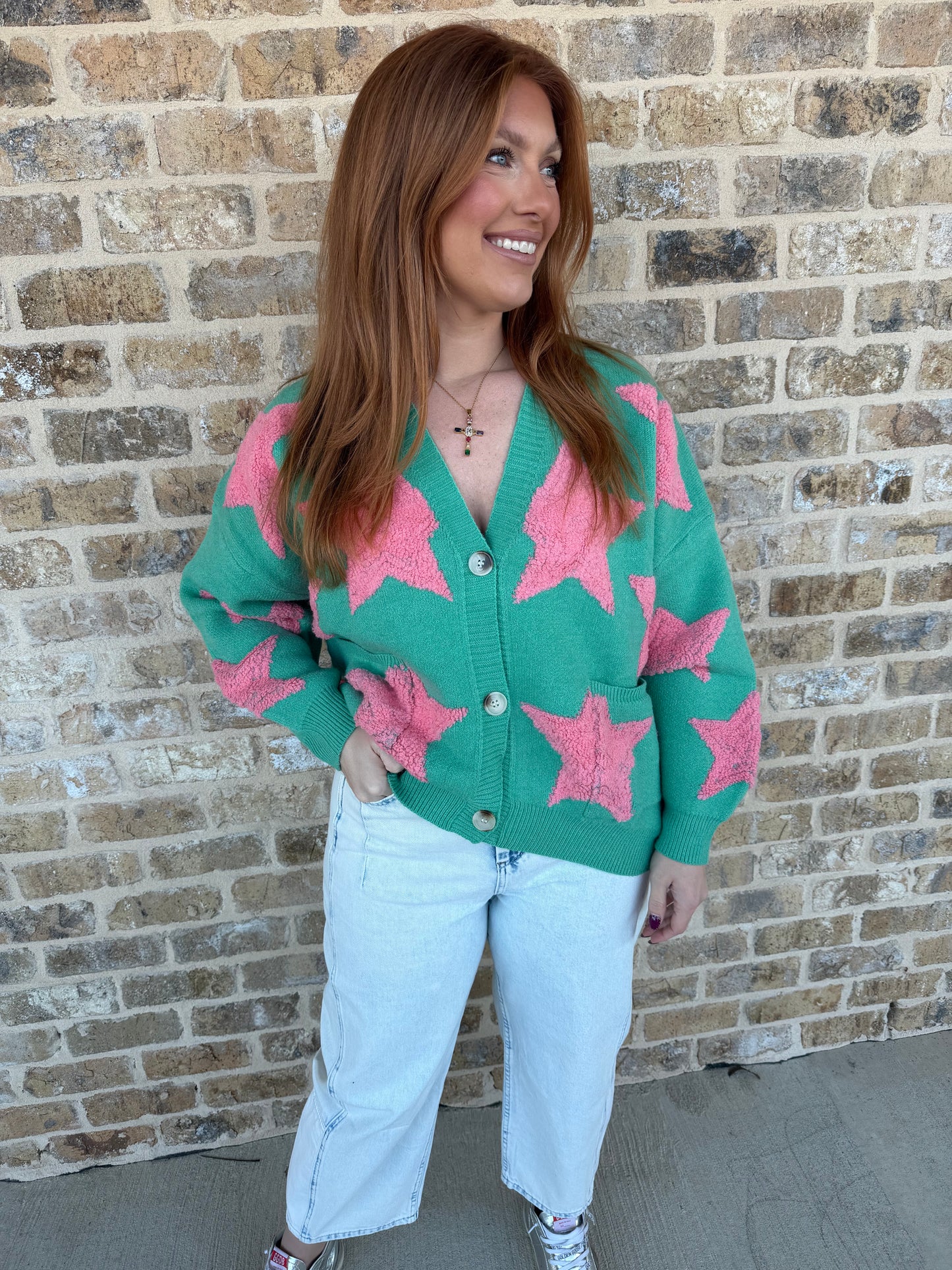 FUZZY KNIT STAR SWEATER