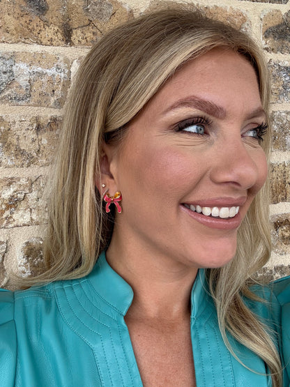 HOT PINK BOW EARRINGS