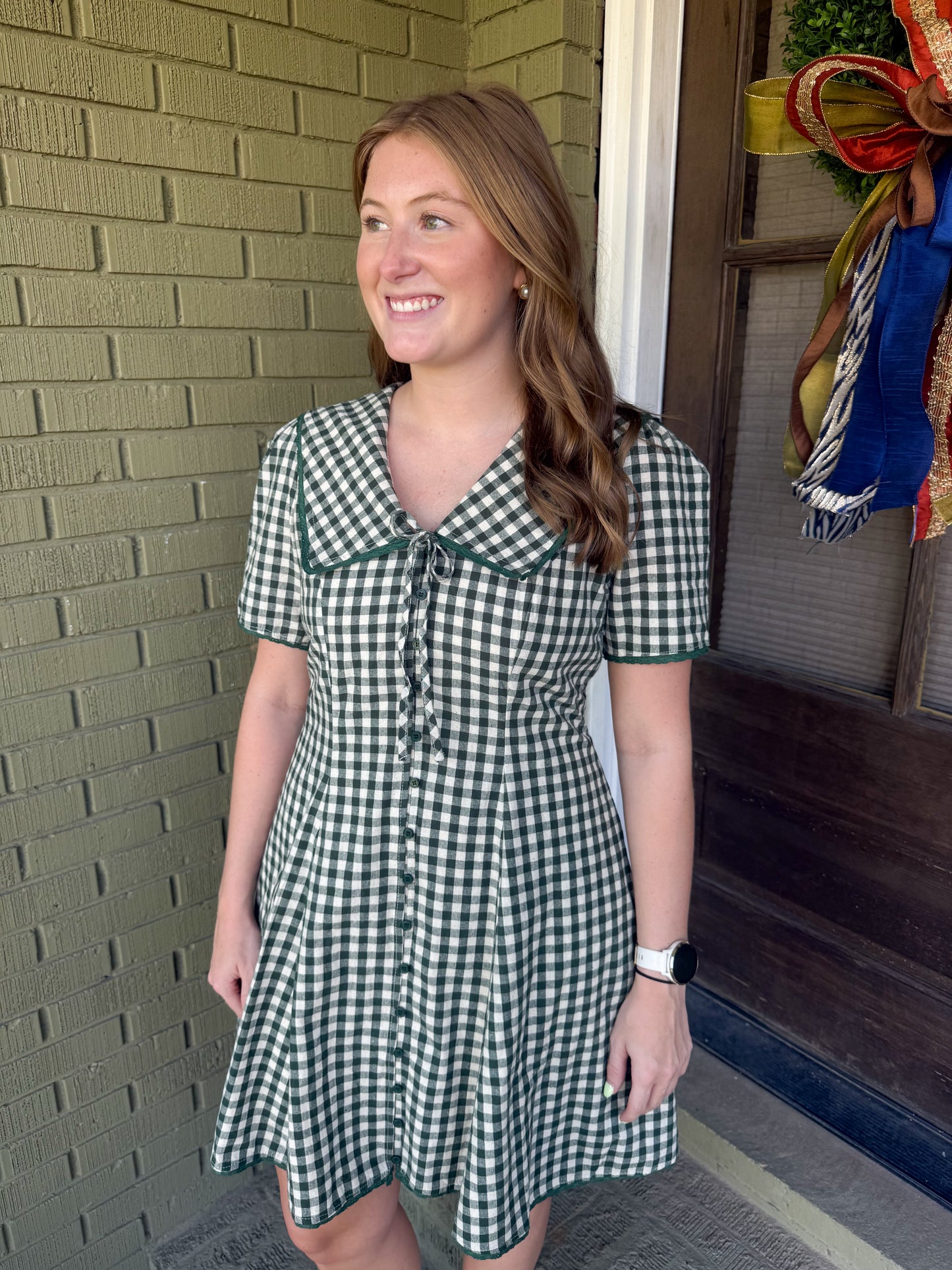 GINGHAM SAILOR COLLAR DRESS