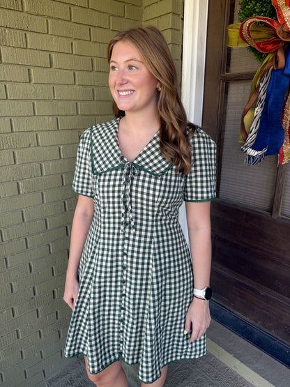 GINGHAM SAILOR COLLAR DRESS