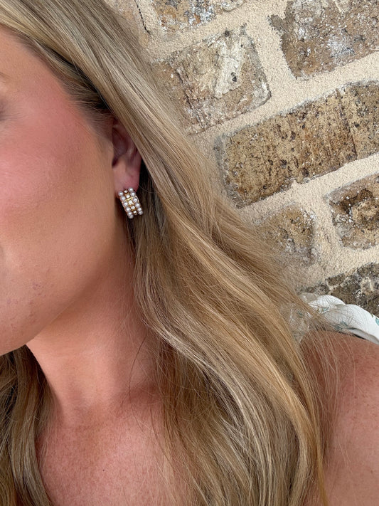 TWO ROW PEARL EARRING