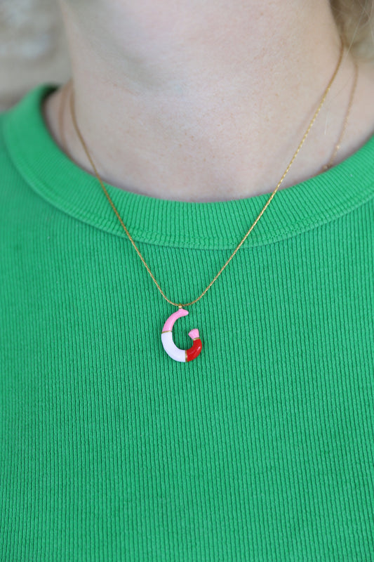 PINK, RED, & WHITE INITAL NECKLACE