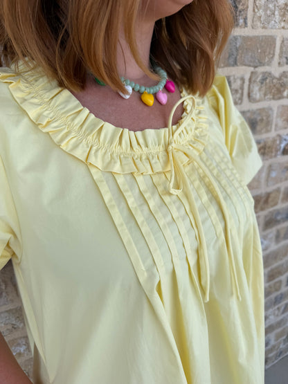 COTTON PINTUCK MINI DRESS