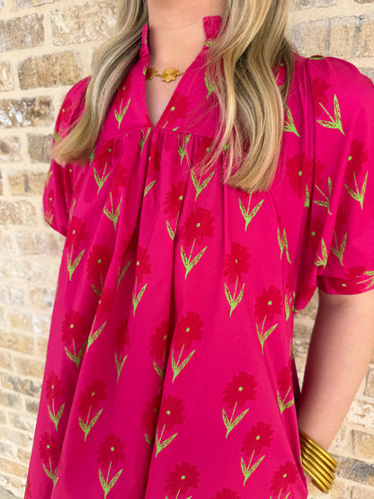 FLORAL PRINT SHORT SLEEVE DRESS