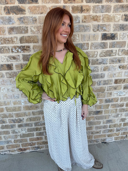 RUFFLED CONTRAST MERROW BUBBLE TOP