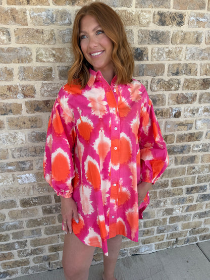 TIE DYE SHIRT DRESS