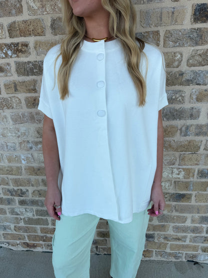 WHITE OPEN FRONT BUTTON DOWN SWEATER