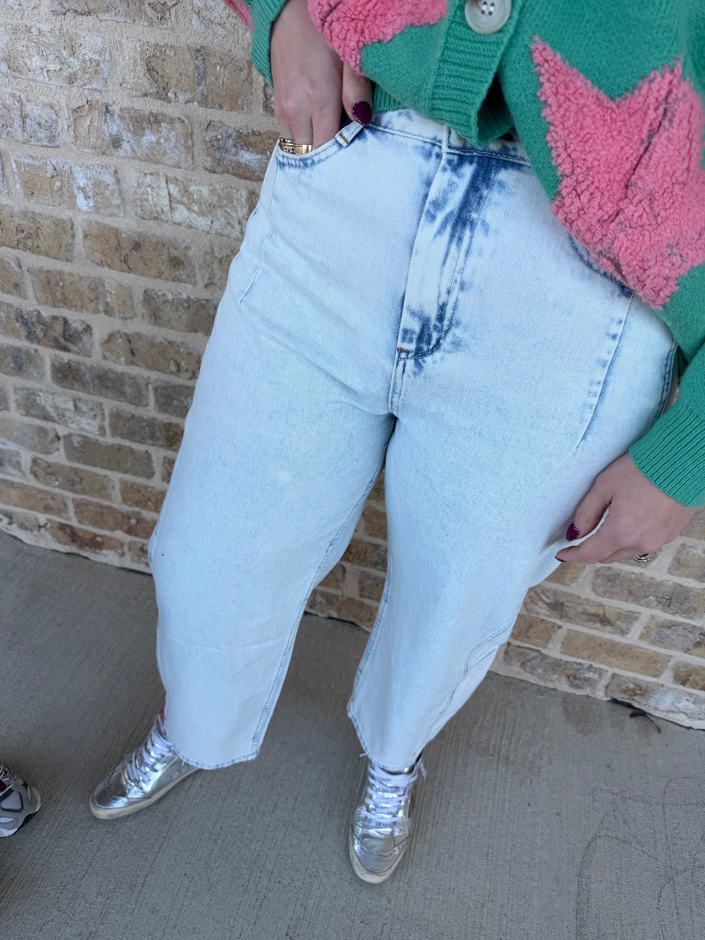 COMBINATION BARREL DENIM PANTS