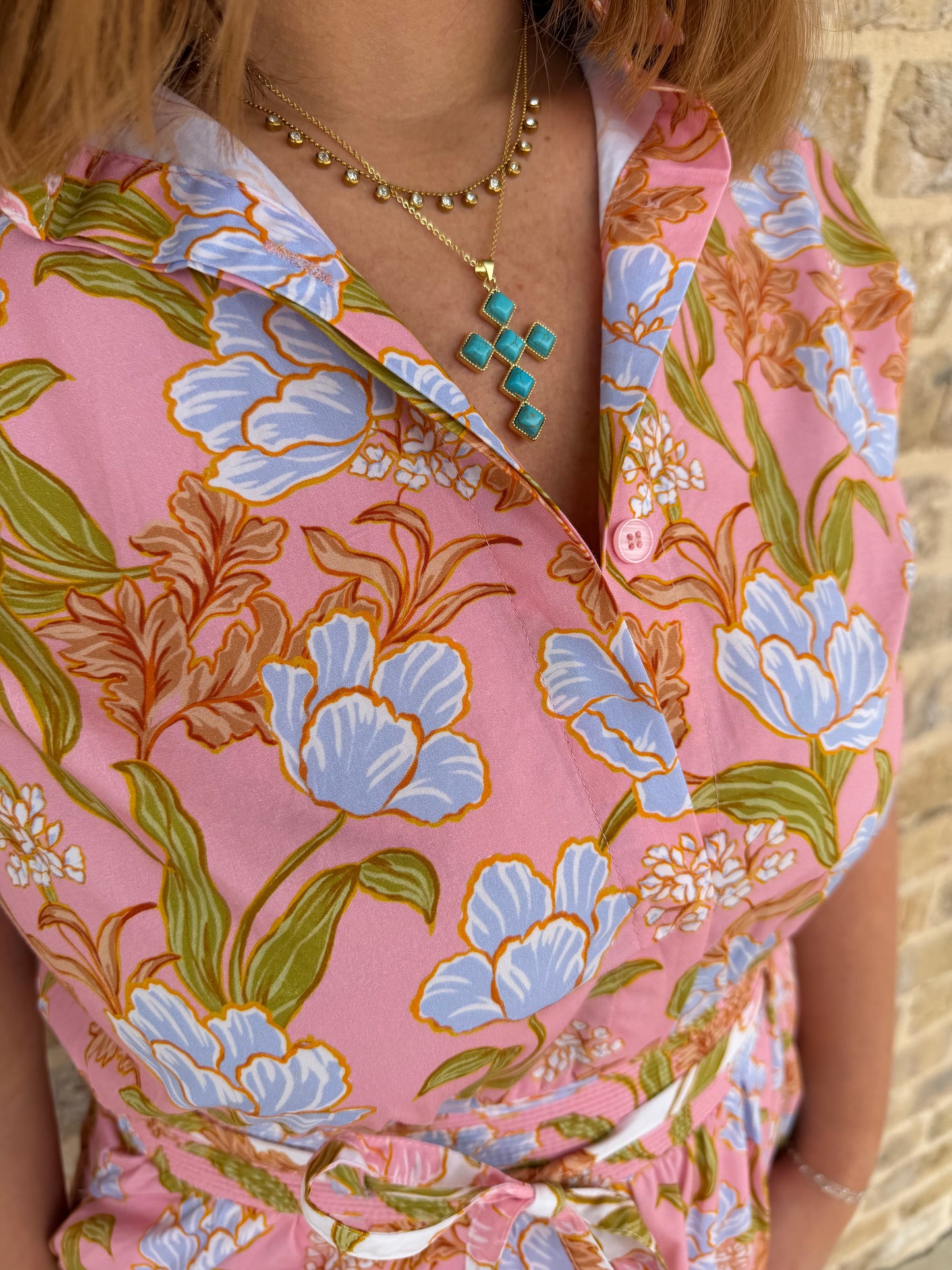 FLORAL PRINT BLOCK MIDI DRESS