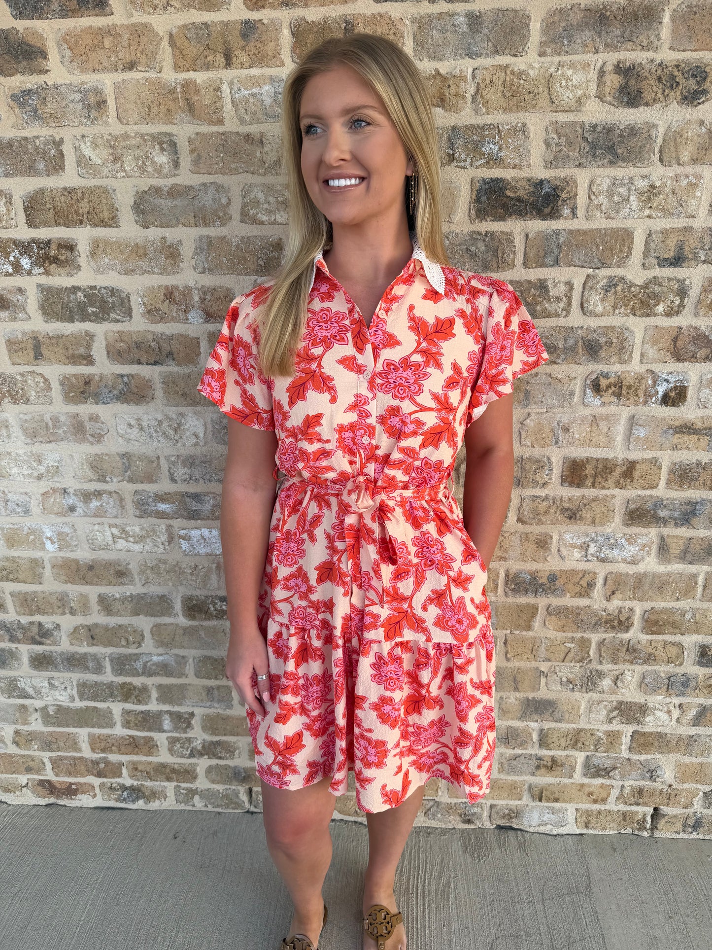 FLORAL PRINT LACE COLLAR DRESS