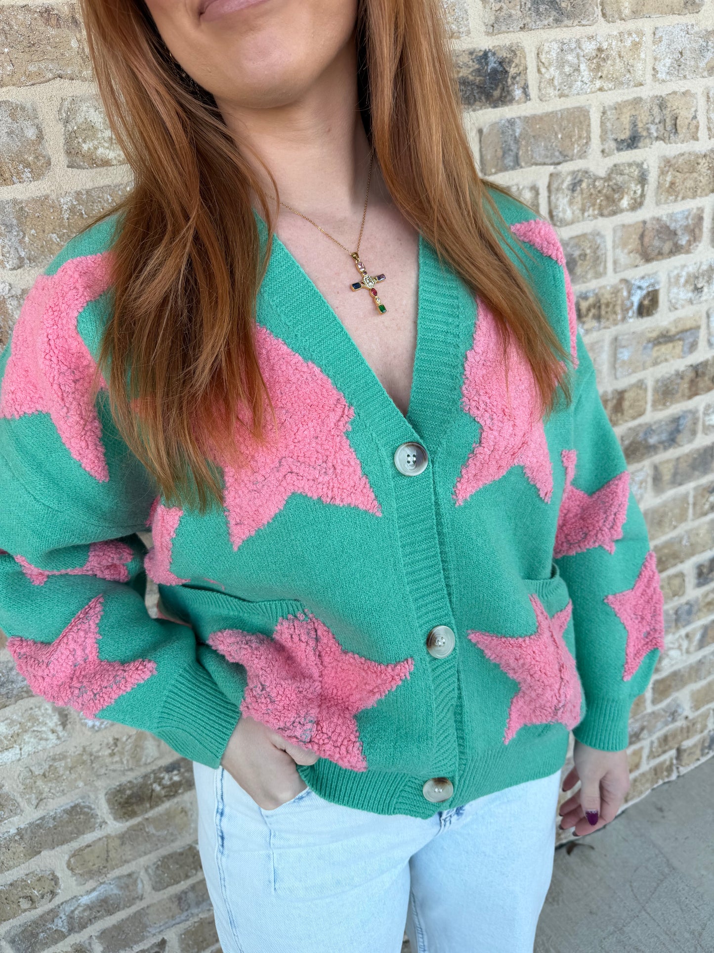 FUZZY KNIT STAR SWEATER