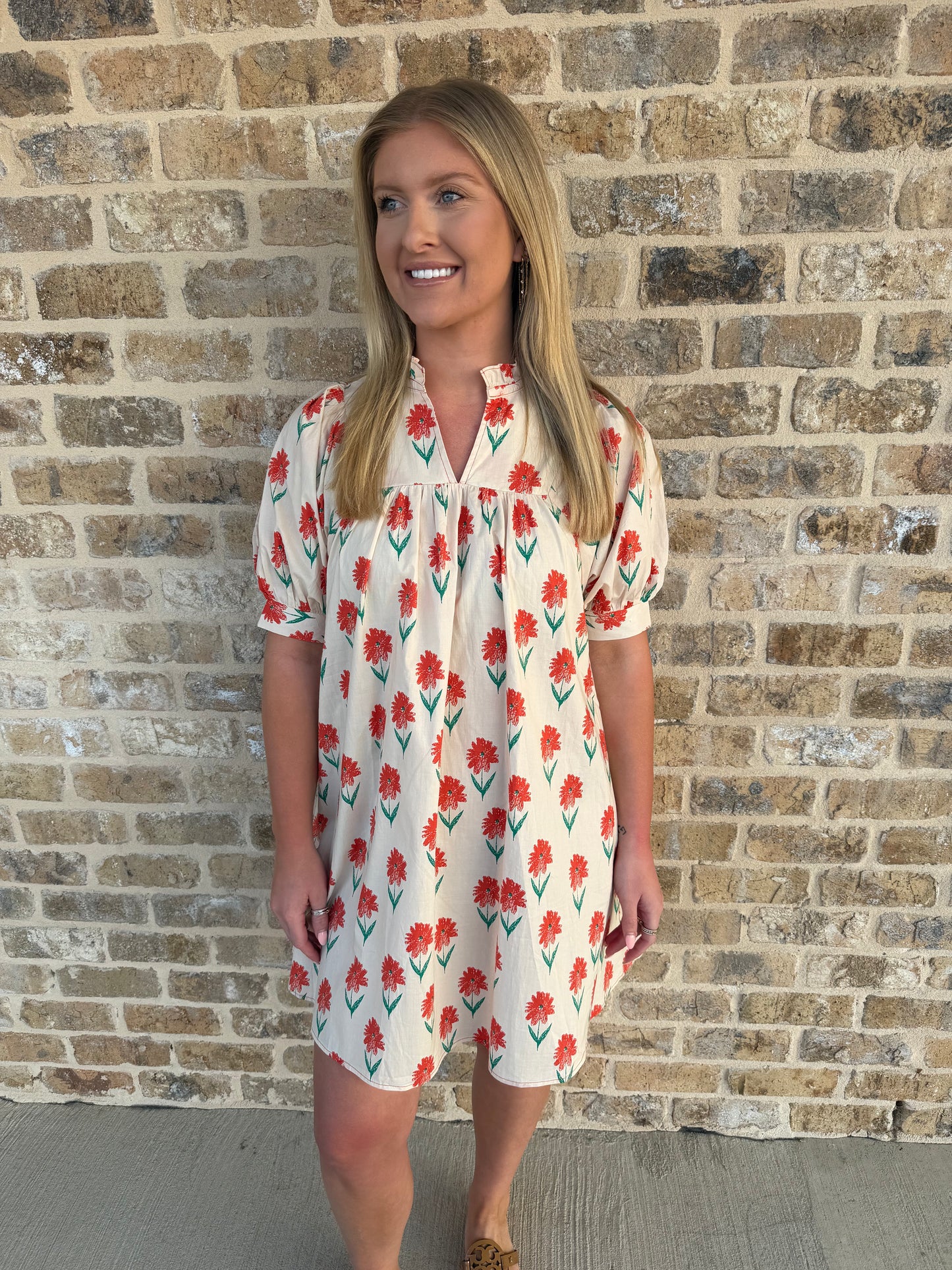 FLORAL PRINT PUFF SLEEVE DRESS