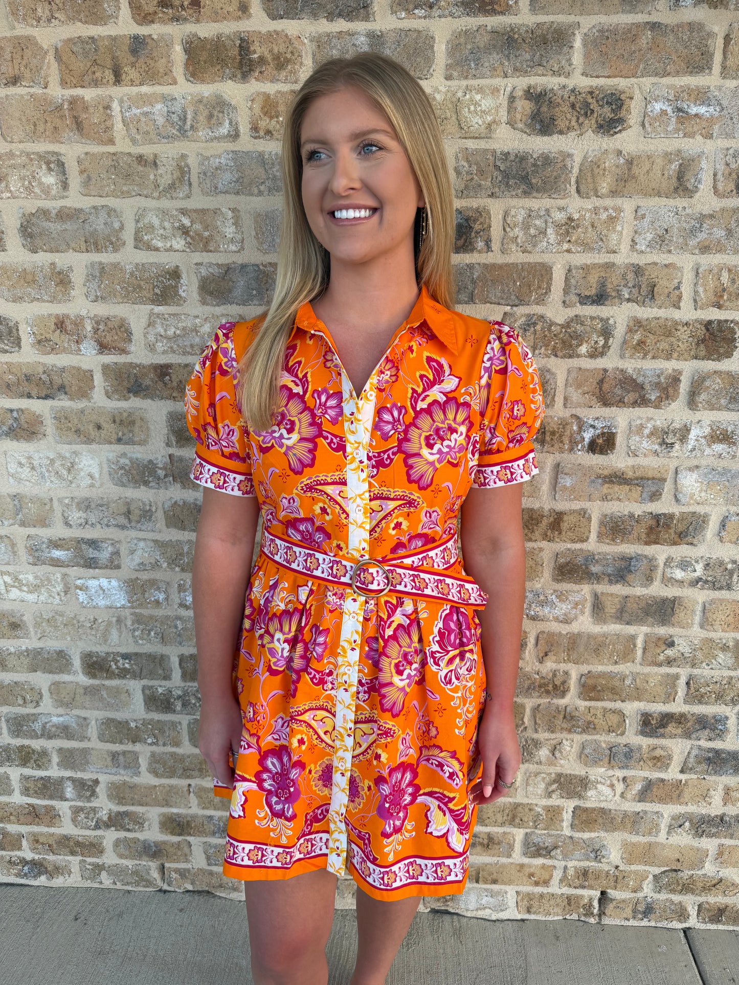FLORAL PAISLEY BELTED DRESS