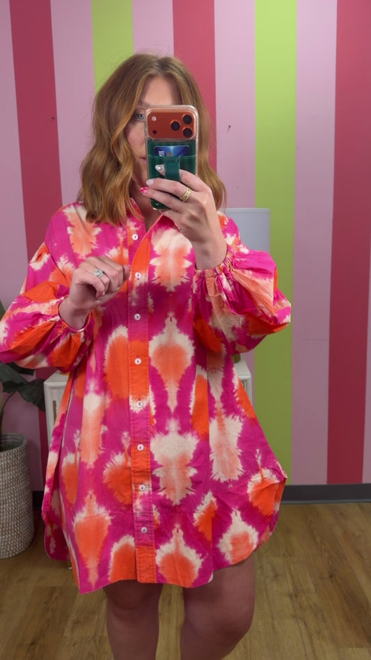 TIE DYE SHIRT DRESS