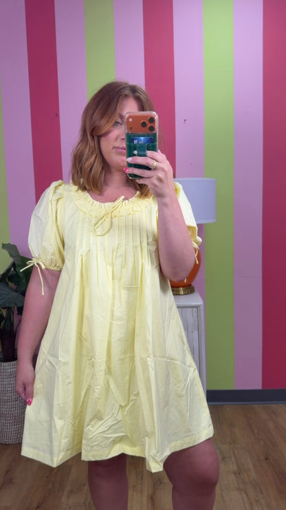 COTTON PINTUCK MINI DRESS